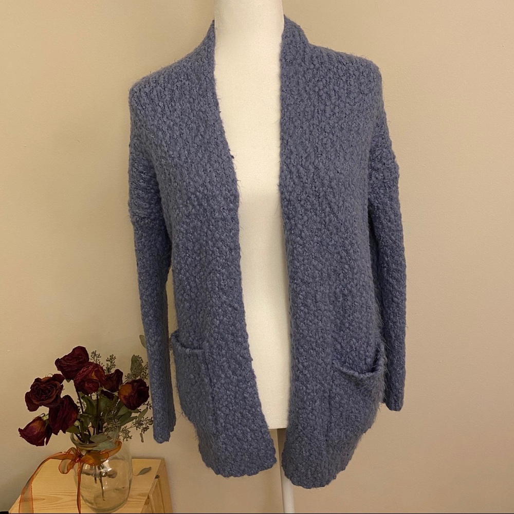 Soft, Warm Fuzzy Cardigan in Periwinkle Blue